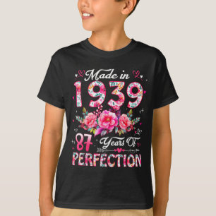 87 Year Old Made In 19&#  Floral 87th Birthday Wo T-Shirt