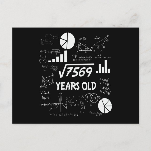87 Years Old Bday Math Teacher 87th Birthday Gift Postcard (Front)