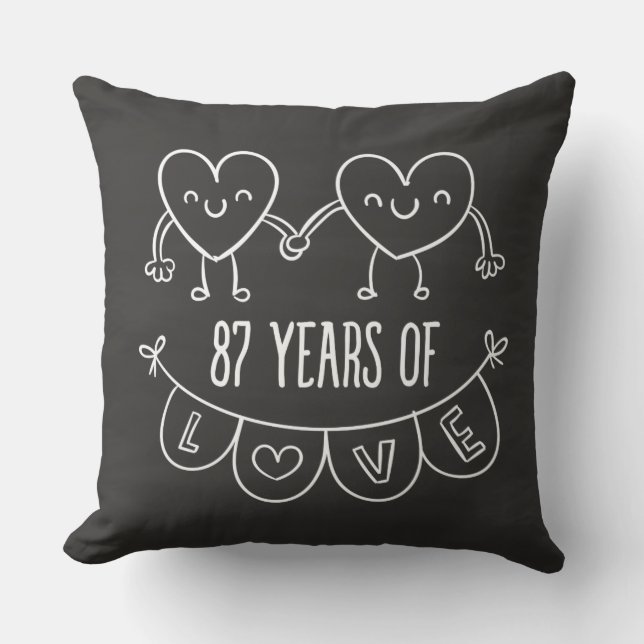87th Anniversary Gift Chalk Hearts Cushion (Front)