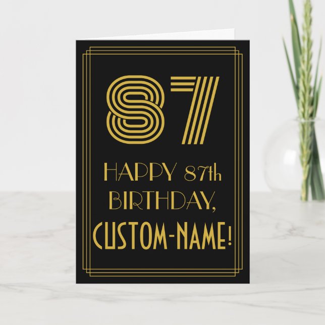 87th Birthday: Art Deco Inspired Look "87" & Name Card (Front)