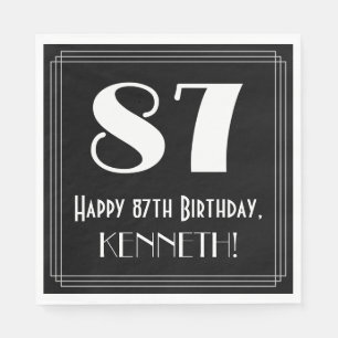 87th Birthday ~ Art Deco Inspired Look "87", Name Napkin