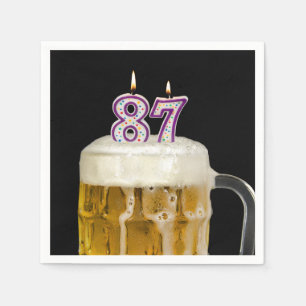 87th Birthday Beer on black Napkin