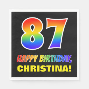 87th Birthday: Bold, Fun, Simple, Rainbow 87 Napkin