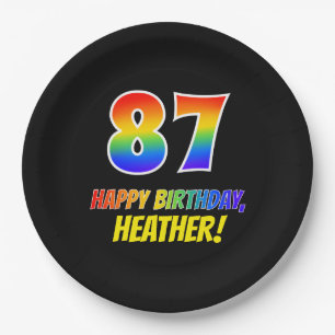 87th Birthday: Bold, Fun, Simple, Rainbow 87 Paper Plate