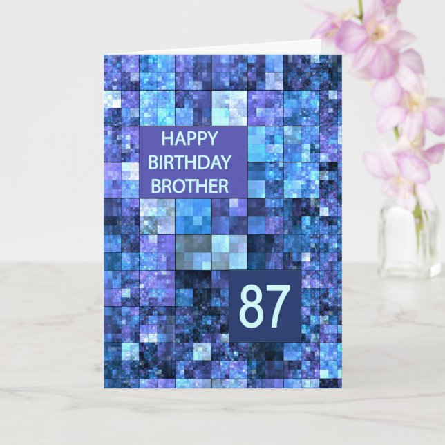 87th Birthday Brother, Blue Squares, Card (Orchid)