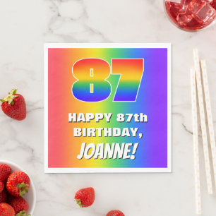 87th Birthday: Colourful, Fun Rainbow Pattern # 87 Napkin