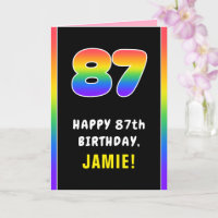87th Birthday: Colourful Rainbow # 87, Custom Name