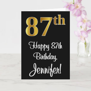 87th Birthday ~ Elegant Luxurious Faux Gold Look # Card