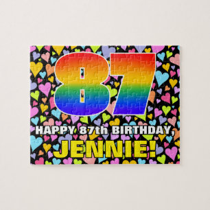 87th Birthday — Fun, Loving Heart Shapes + “87” Jigsaw Puzzle