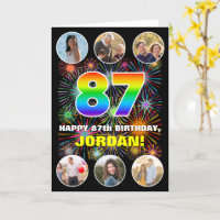 87th Birthday: Fun Rainbow #, Custom Name & Photos