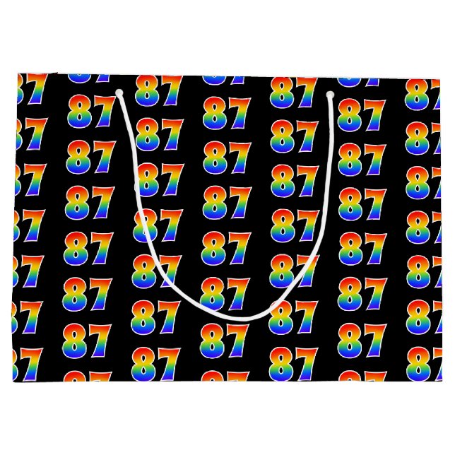 87th Birthday: Fun Rainbow Event Number 87 Pattern Large Gift Bag (Back)