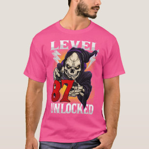 87th Birthday Gamer Skeleton Level 87 Unlocked Gam T-Shirt