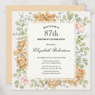 87th Birthday Invitation in Elegant Autumn Colors