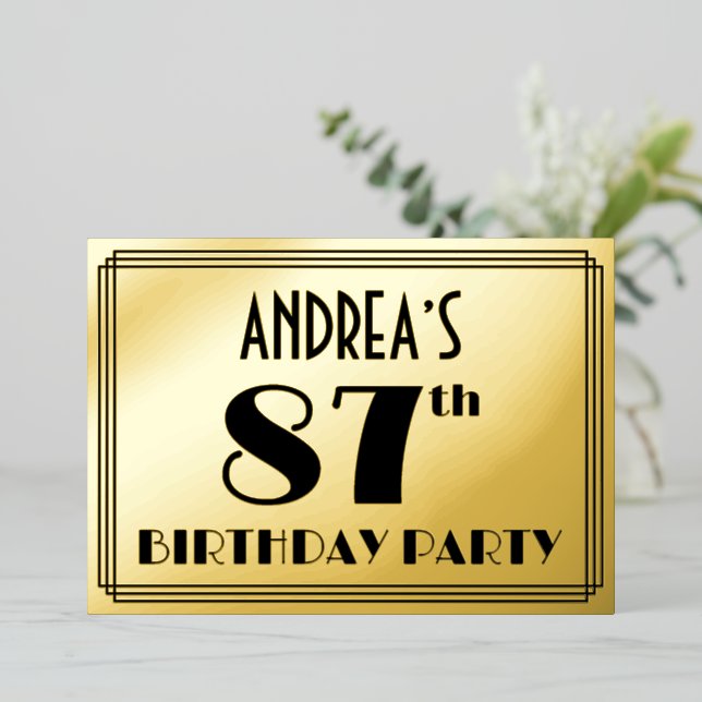 87th Birthday Party — Art Deco Look “87” + Name (Standing Front)