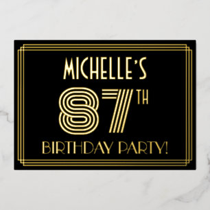 87th Birthday Party — Art Deco Style “87” + Name