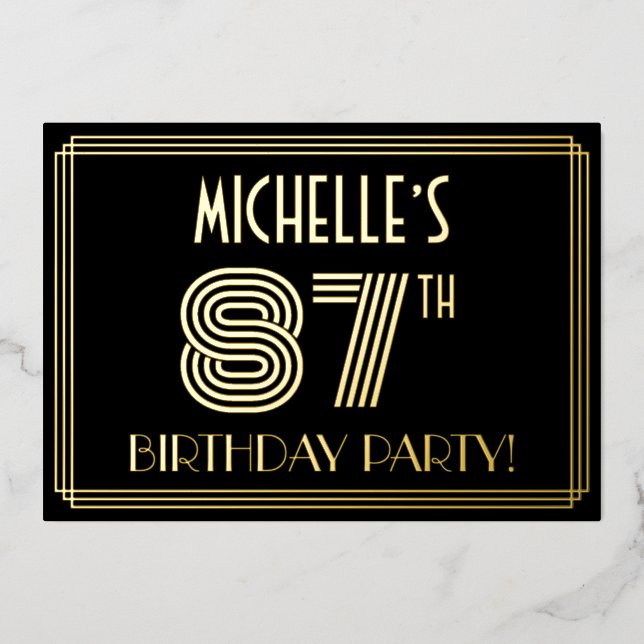 87th Birthday Party — Art Deco Style “87” + Name (Front)
