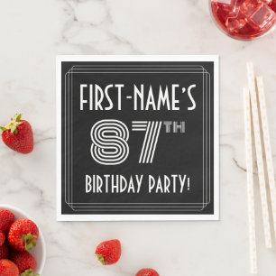 87th Birthday Party: Art Deco Style + Custom Name Napkin