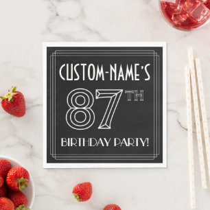 87th Birthday Party: Art Deco Style + Custom Name Napkin