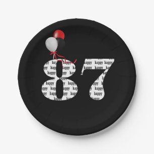 87th birthday party balloons paper plate