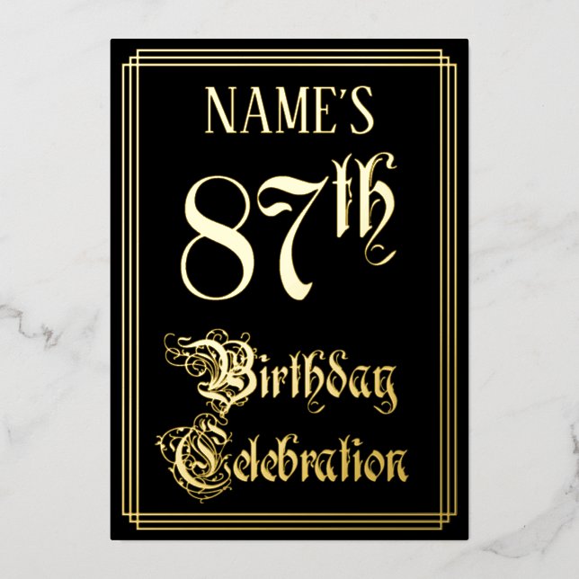 87th Birthday Party — Fancy Script & Custom Name (Front)