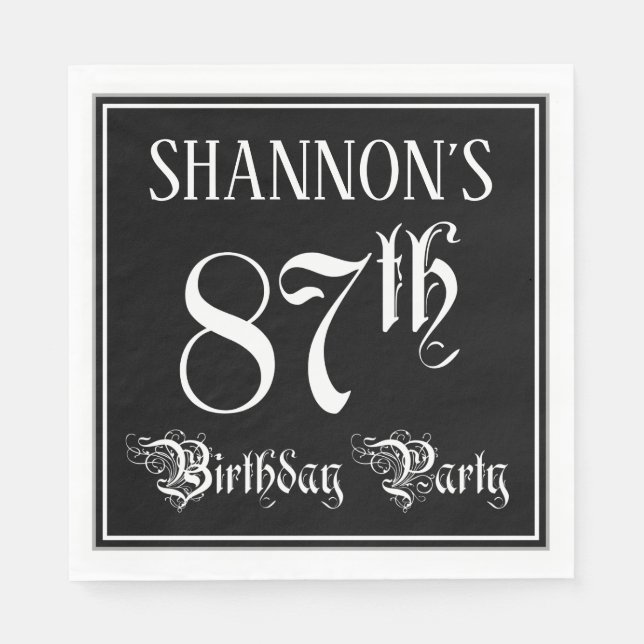 87th Birthday Party — Fancy Script + Custom Name Napkin (Front)