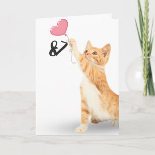 87th birthday tabby cat with heart balloon card