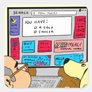 883 Search engine diagnosis cartoon Square Sticker