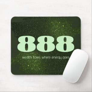 888 Green Glitter Number Abundance Manifestation Mouse Pad