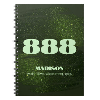 888 Green Glitter Number Abundance Manifestation Notebook