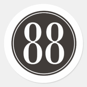 #88 Black Circle Classic Round Sticker