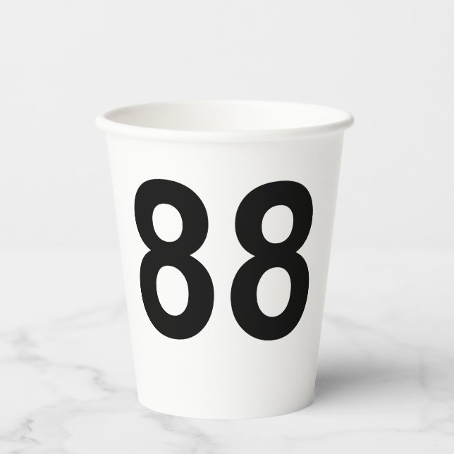 88 - number eighty-eight paper cups (Front)
