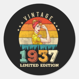 88 Year Old Bday 1937 Vintage 88th Birthday Women Classic Round Sticker