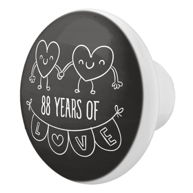 88th Anniversary Gift Chalk Hearts Ceramic Knob (Right)