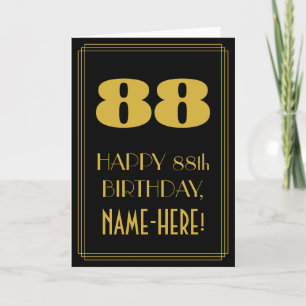 88th Birthday – Art Deco Inspired Look "88" & Name Card