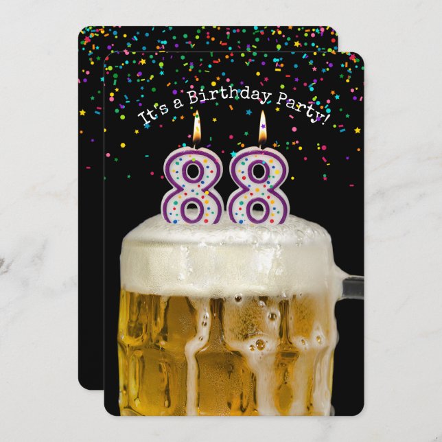 88th Birthday Beer Party Invitation (Front/Back)