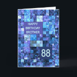 88th Birthday Brother, Blue Squares, Card<br><div class="desc">88th birthday card for a brother.  Wish a happy birthday with an elegant card. Blue and purple squares combine to make a cool masculine birthday card.</div>