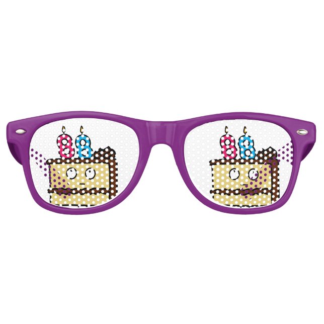 88th Birthday Cake with Candles Retro Sunglasses (Front)