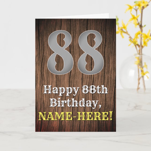 88th Birthday: Country Western Inspired Look, Name Card (Yellow Flower)