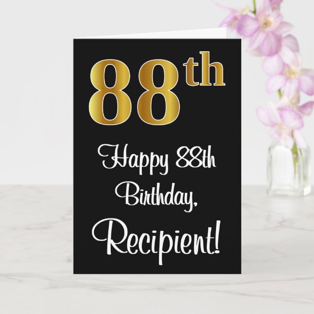 88th Birthday ~ Elegant Luxurious Faux Gold Look # Card (Orchid)