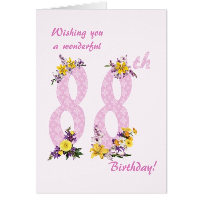 88th Birthday Flower Decorated Numbers (Front)