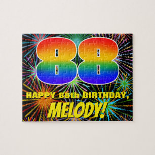 88th Birthday: Fun, Colourful Celebratory Firework Jigsaw Puzzle