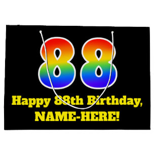 88th Birthday ~ Fun, Colourful, Vibrant, Rainbow 8 Large Gift Bag
