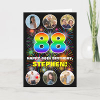 88th Birthday: Fun Rainbow #, Custom Name & Photos