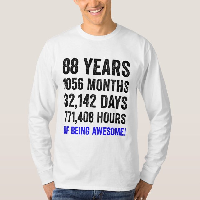 88th Birthday // Funny Men's Birthday Countdown T-Shirt (Front)