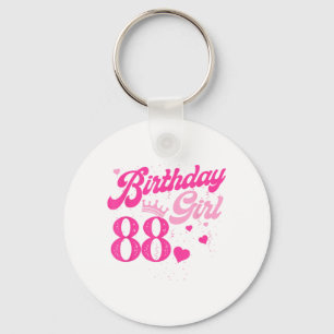 88th Birthday Girl Crown 88 Years Old Bday Key Ring