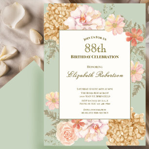 88th Birthday Invitation Autumn Colours Floral Sag