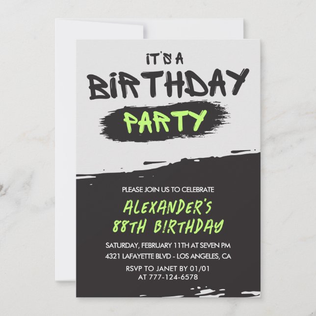 88th birthday invitations Men Graffiti Spray paint (Front)