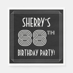 88th Birthday Party: Art Deco Style + Custom Name Napkin