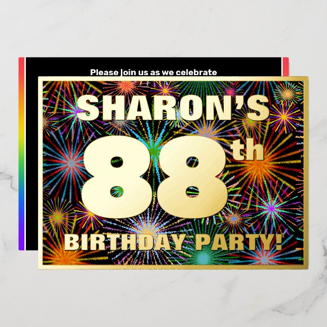 88th Birthday Party — Fun, Colourful Fireworks Loo (Front/Back)