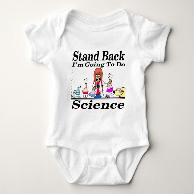 890 stand back l'm going to do science cartoon baby bodysuit (Front)